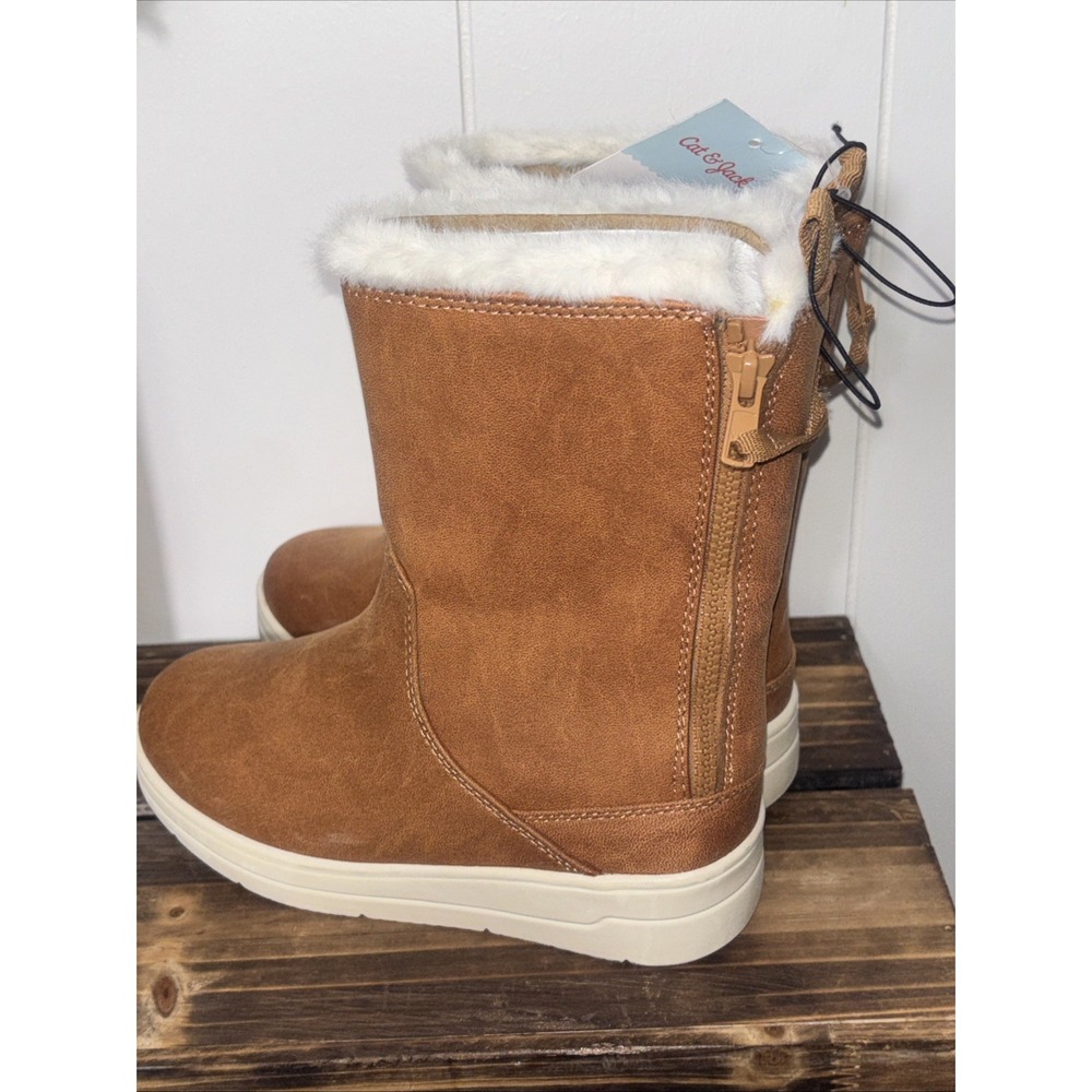 NEW Cat & Jack Warm Winter boots Girls Size 1, faux-suede shearling-style New - Picture 4 of 12
